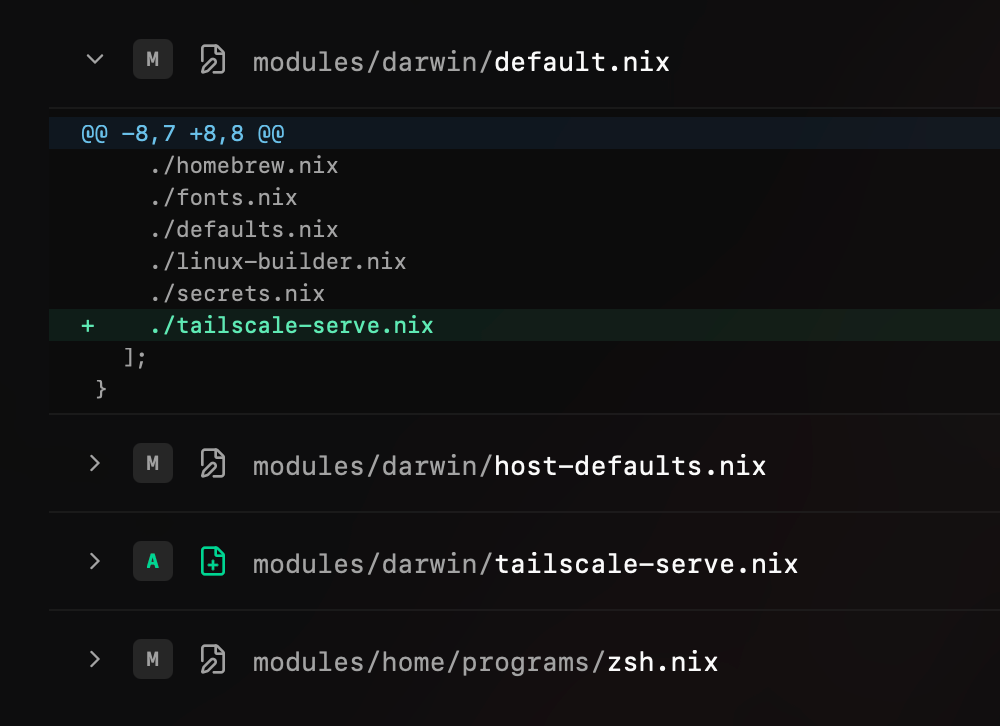 Changes applied — per-file diff with added lines