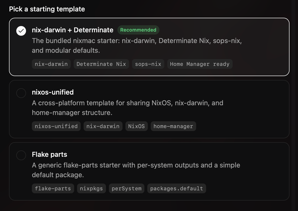 Config Directory template picker